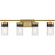 Brickell 4 Light 30 inch Warm Brass Bathroom Vanity Light Wall Light