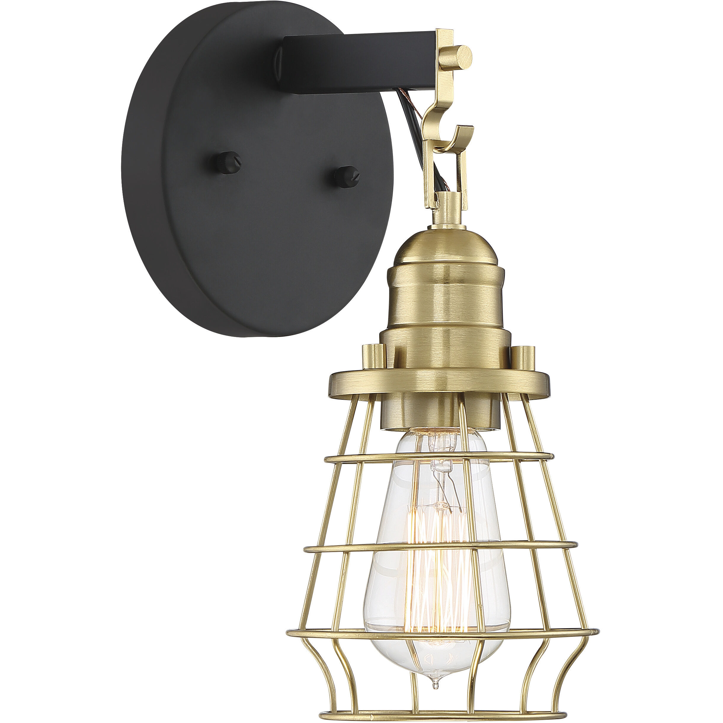 Neighborhood Thatcher 1 Light 6 inch Flat Black/Satin Brass Wall Sconce Wall Light in Flat Black and Satin Brass, Neighborhood Collection