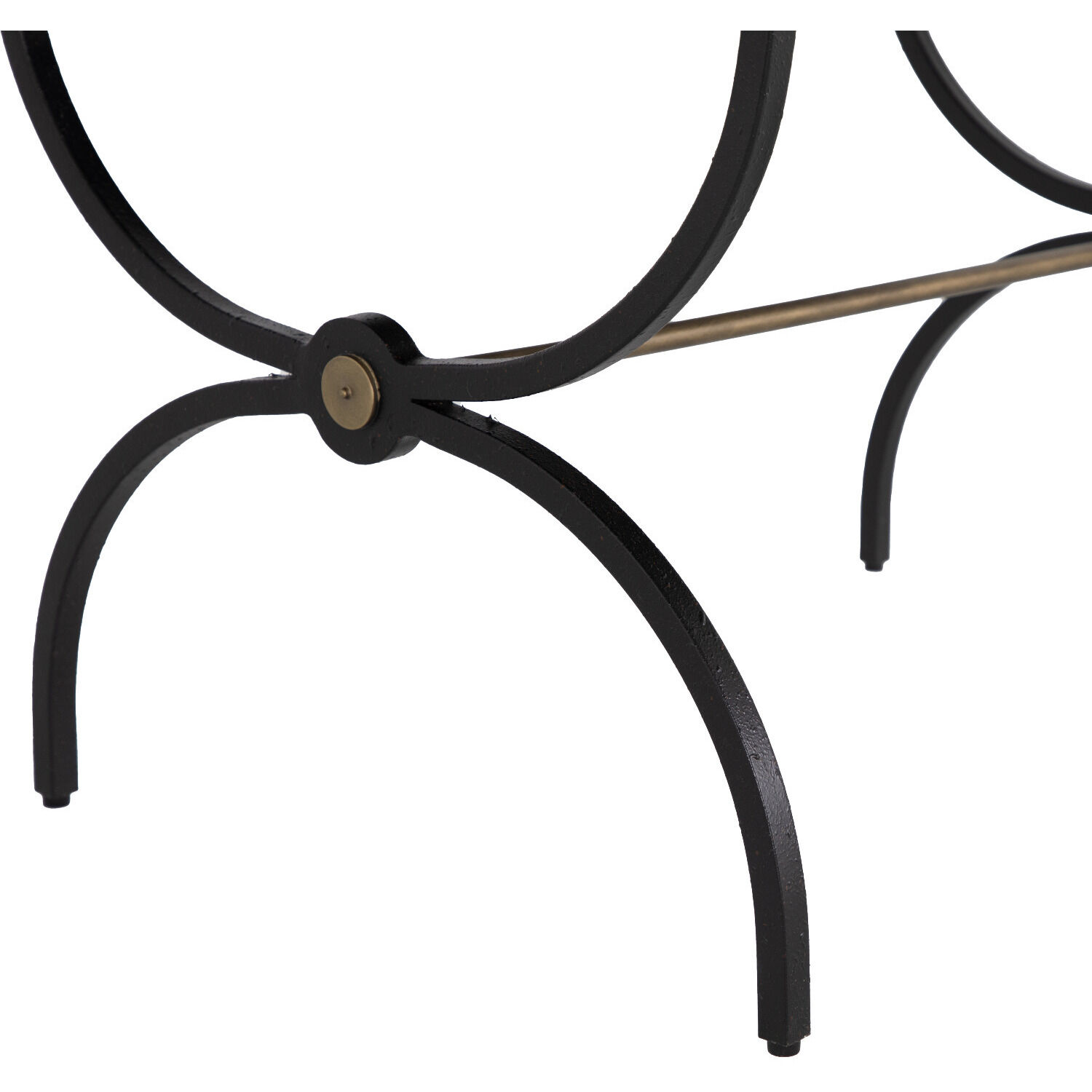 Galvin 21.38 inch Light Grey Leather / Textured Black / Brushed Brass Ottomans Stool