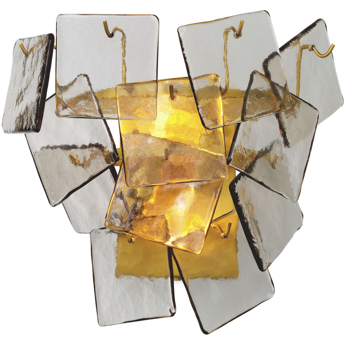 Bitmore 2 Light 13.98 inch Antique Brass and Light Smoke Glass Wall Lamp Wall Light