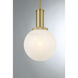 Modern 1 Light 8 inch Natural Brass Pendant Ceiling Light