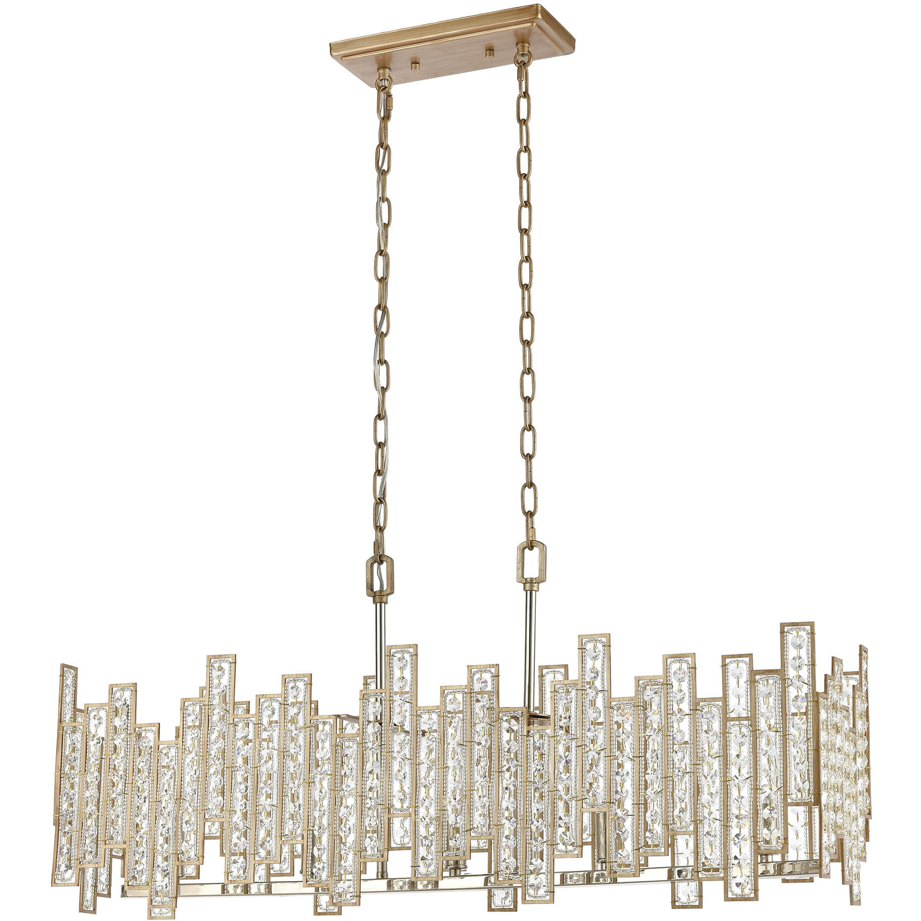 Equilibrium 5 Light 34 inch Matte Gold Linear Chandelier Ceiling Light