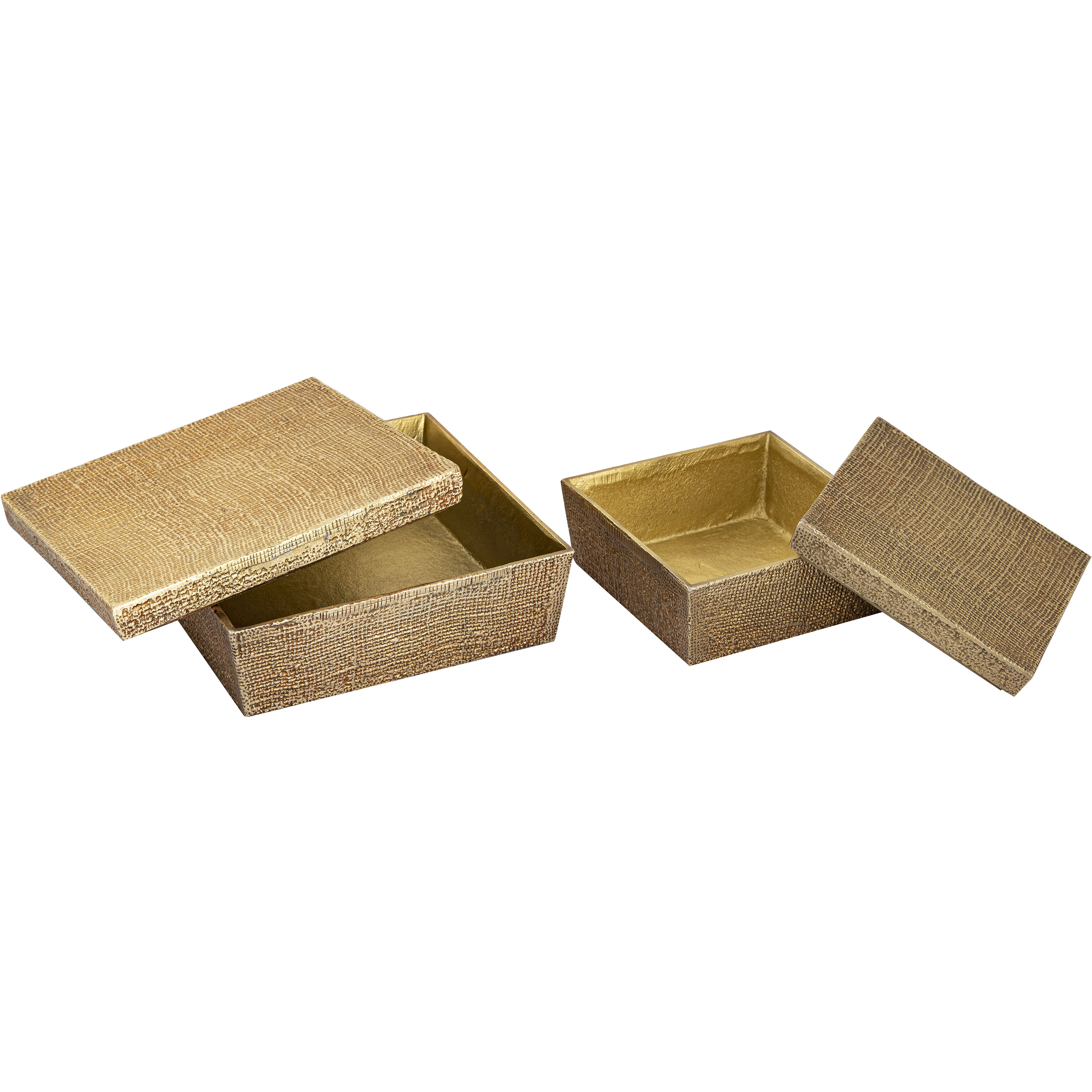 Square Linen 8 X 8 inch Antique Brass Box