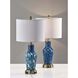 Grady 23.83 inch 100 watt Blue Texture Glass and Antique Brass Table Lamps Portable Light, Set of 2, Simplee Adesso