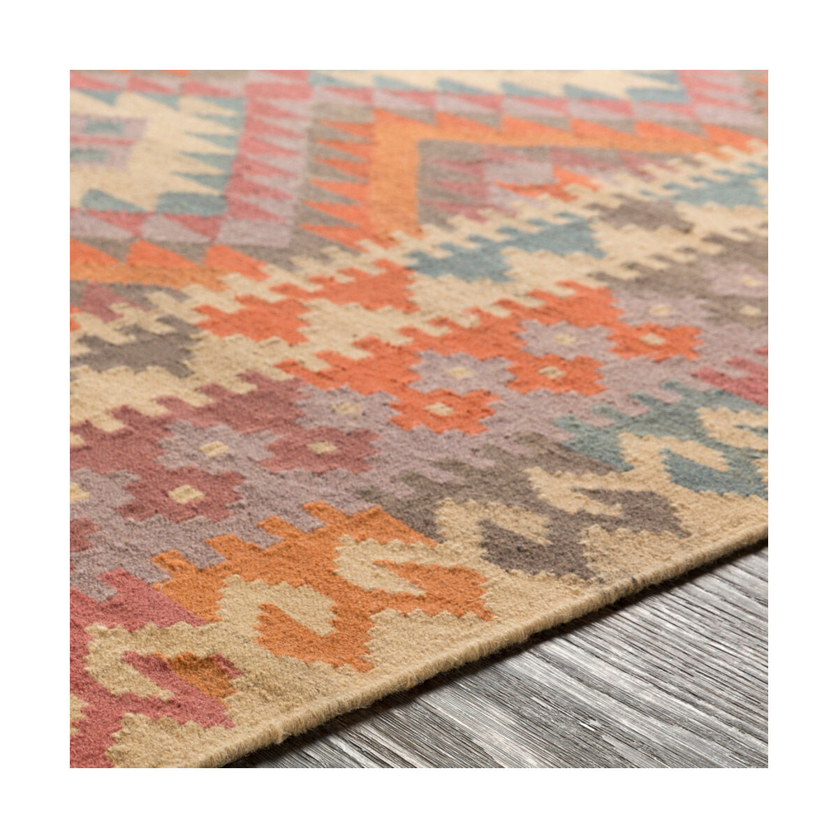 Adia 36 X 24 inch Burnt Orange/Wheat/Taupe/Garnet/Teal Rugs, Rectangle