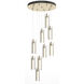 Exos Glass 9 Light 20.5 inch Modern Brass Pendant Ceiling Light in Clear, Round