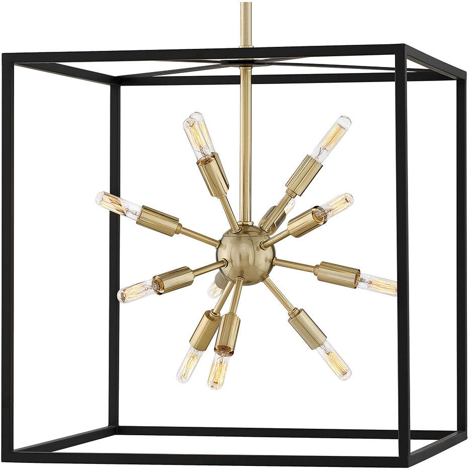 Lisa McDennon Aros 12 Light 20 inch Black with Warm Brass Indoor Chandelier Ceiling Light