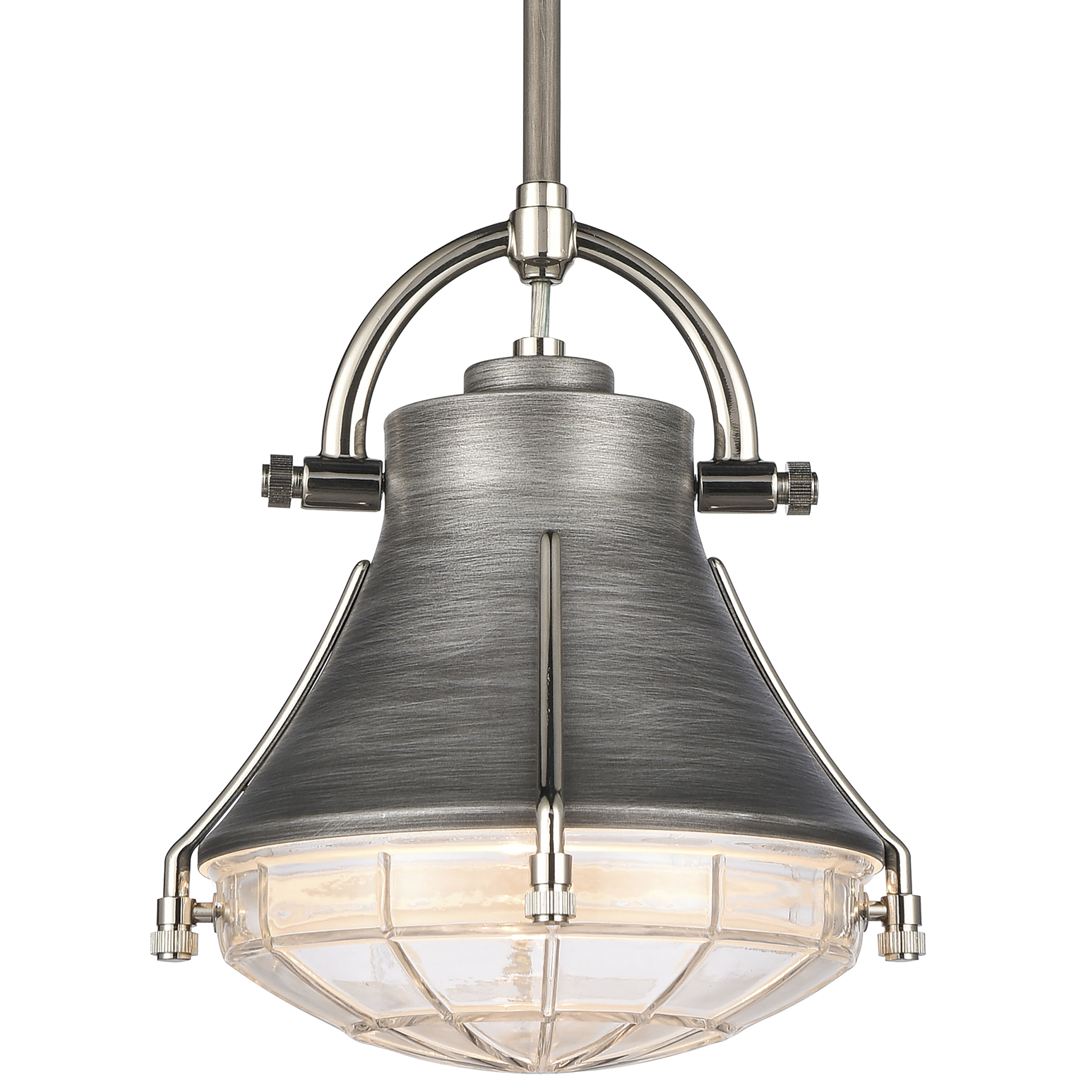 Urbanite 1 Light 9 inch Weathered Zinc with Polished Nickel Mini Pendant Ceiling Light