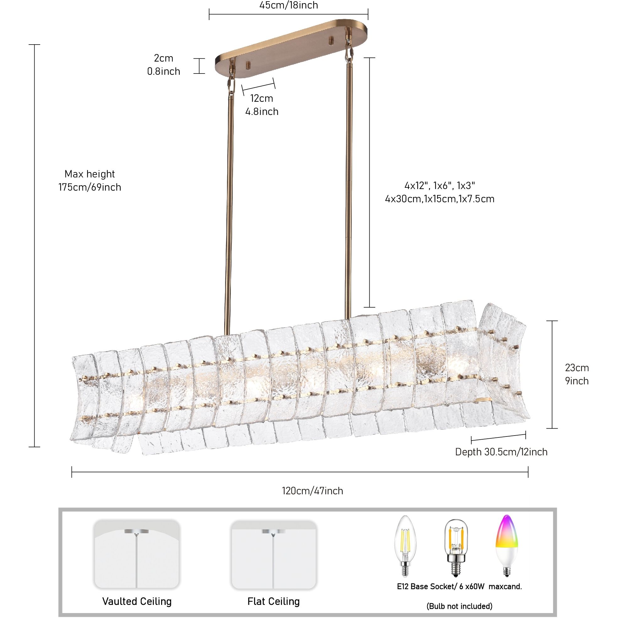 Sophie 6 Light 47 inch Lacquered Gold Linear Chandelier Ceiling Light