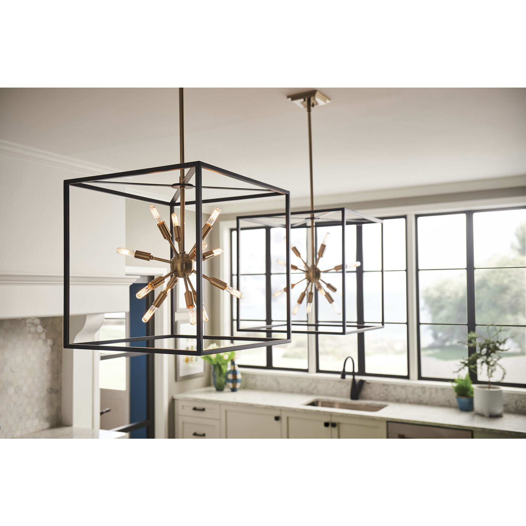 Lisa McDennon Aros 12 Light 20 inch Black with Warm Brass Indoor Chandelier Ceiling Light