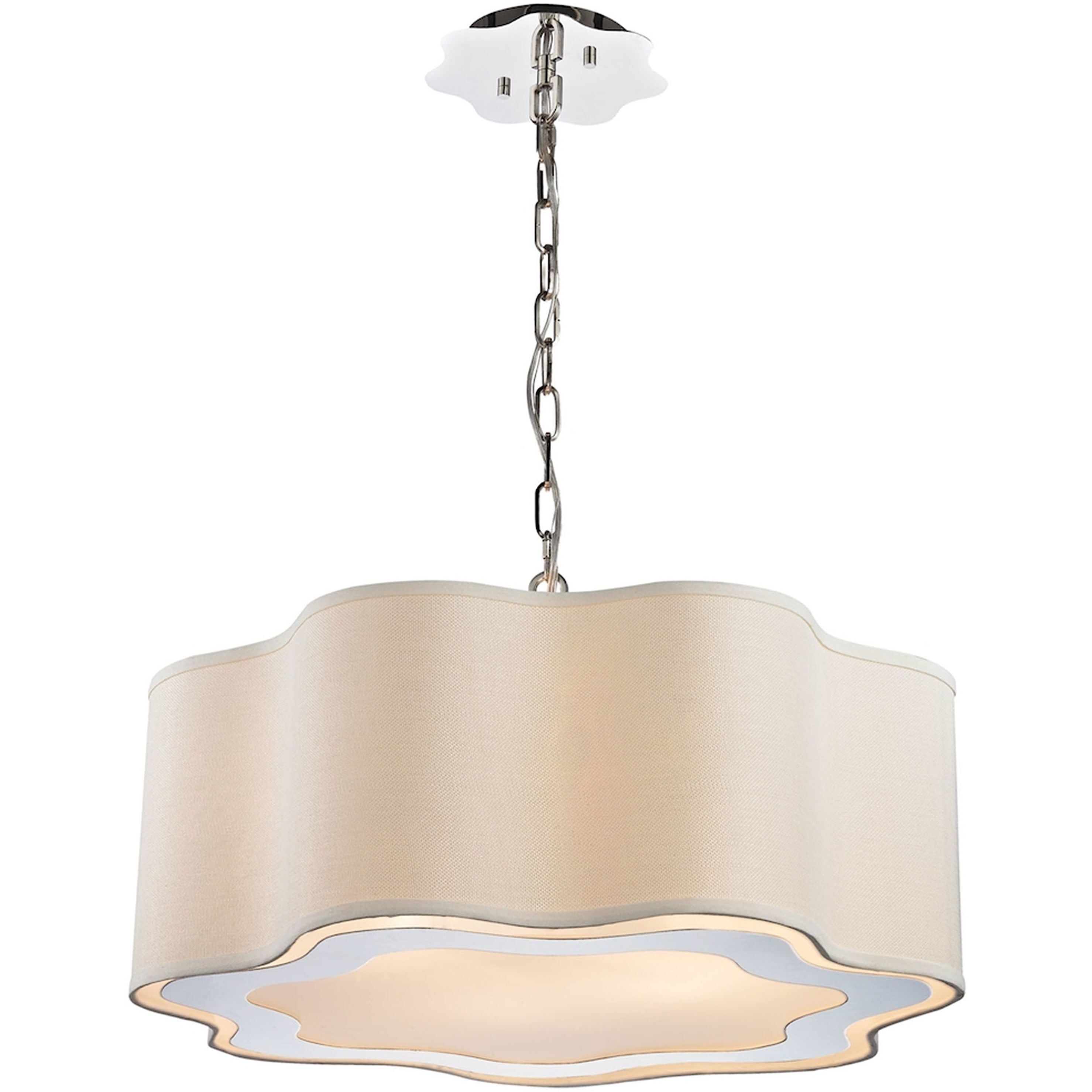 Villoy 6 Light 24 inch Polished Nickel with White Chandelier Ceiling Light