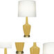 Small Emma 30 inch 150 watt Sunset Yellow Glazed Ceramic with Warm Brass Accent Lamp Portable Light