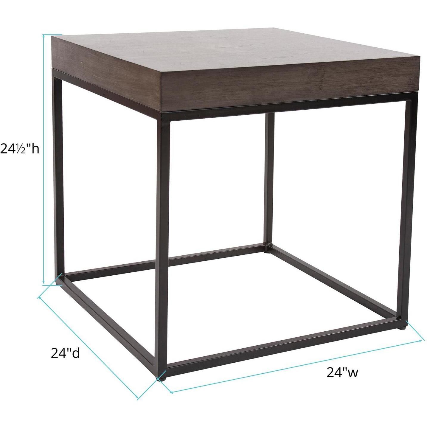 Kenton 24.5 X 24 inch Smoke Gray/Black Side Table
