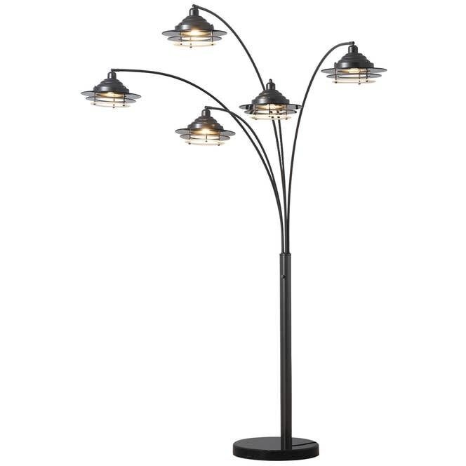 Paramount 83 inch 60.00 watt Gunmetal and Black Arc Floor Lamp Portable Light