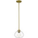 Amon 1 Light 8 inch Satin Gold Pendant Ceiling Light