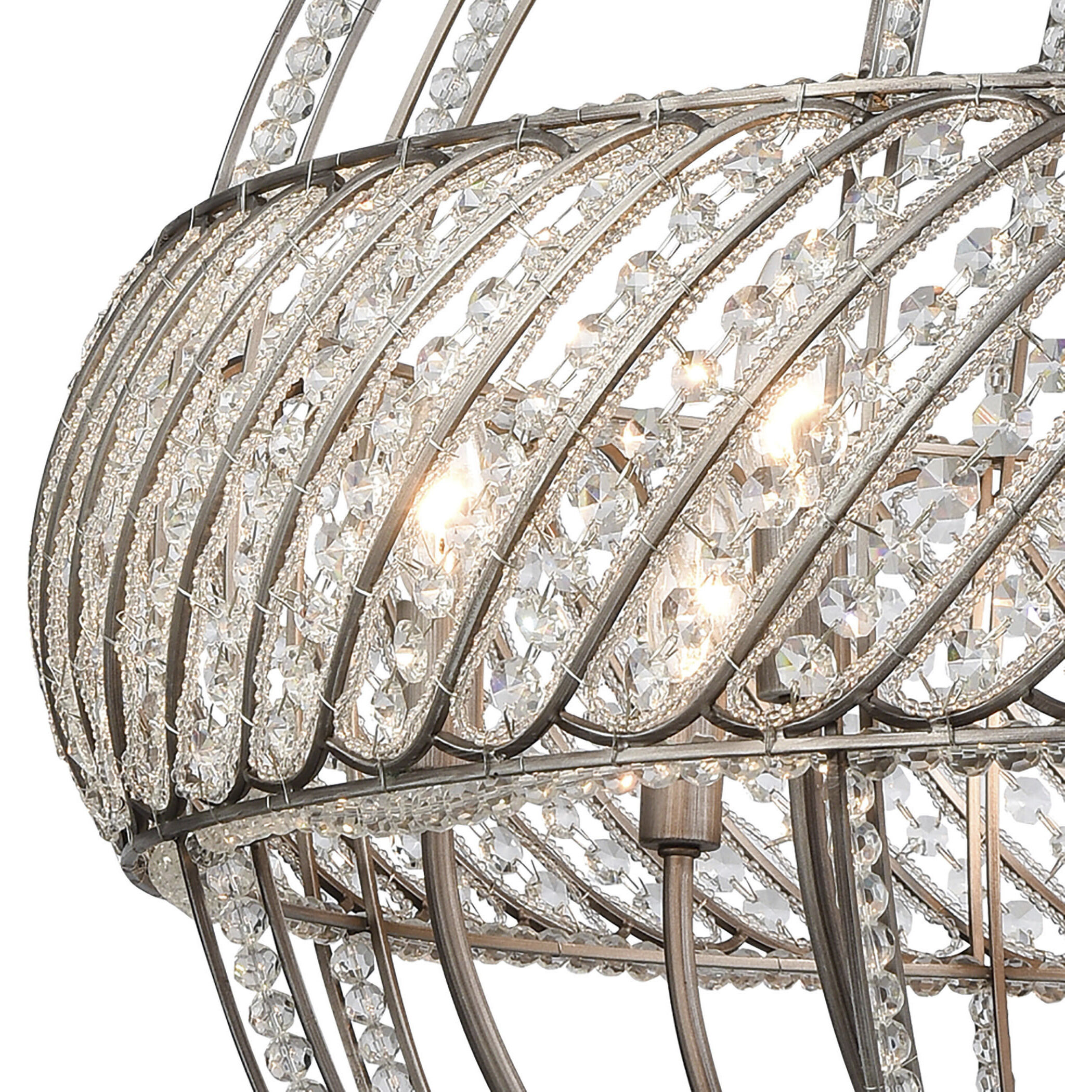 Bradington 8 Light 32 inch Weathered Zinc with Clear Chandelier Ceiling Light