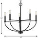 Leyden 5 Light 22 inch Matte Black Chandelier Ceiling Light
