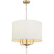 Secret Agent 4 Light 24 inch Painted Gold and White Leather Pendant Ceiling Light
