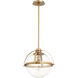 Meridian 1 Light 14.75 inch Aged Brass Pendant Ceiling Light