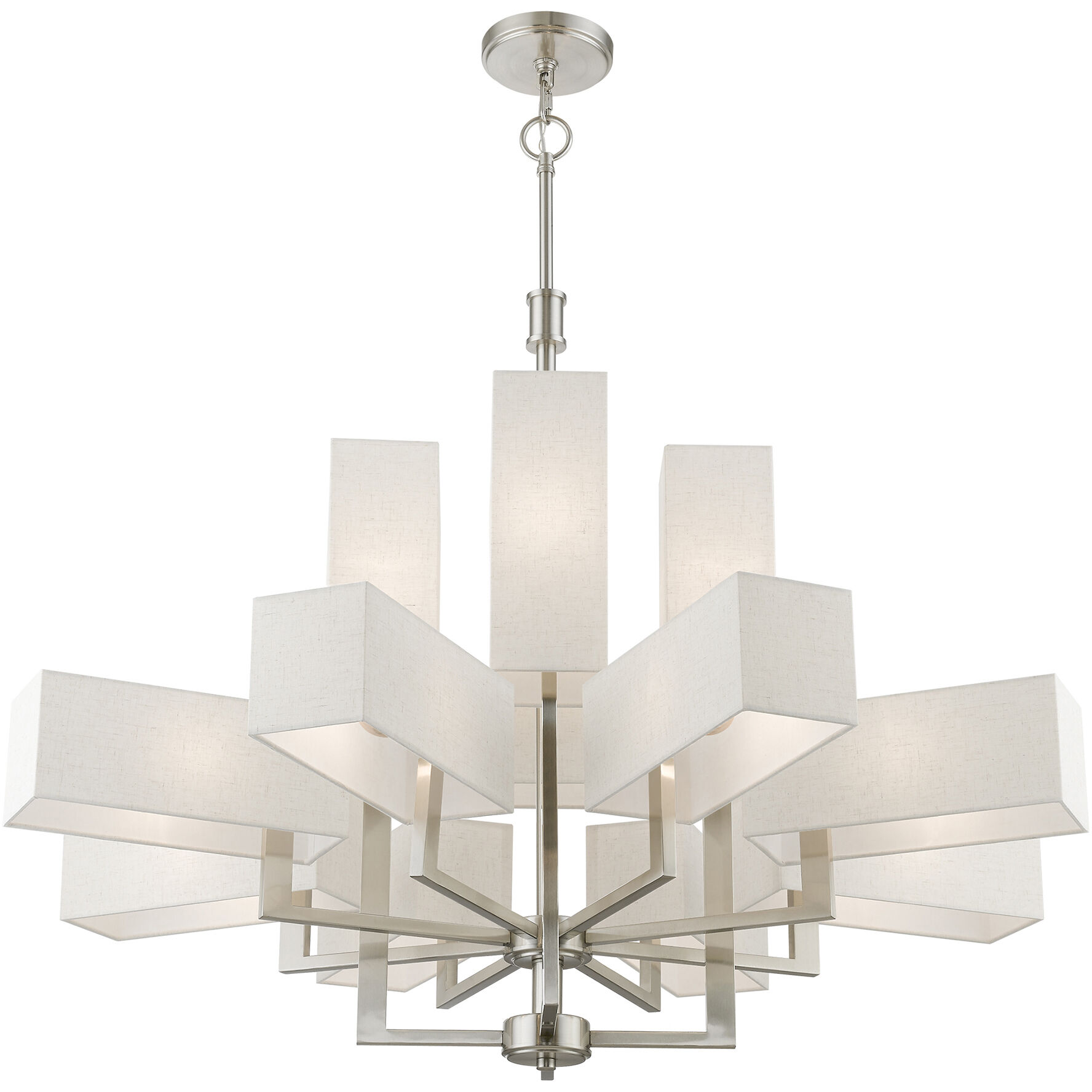 Rubix 12 Light 44 inch Brushed Nickel Foyer Chandelier Ceiling Light, Extra Large