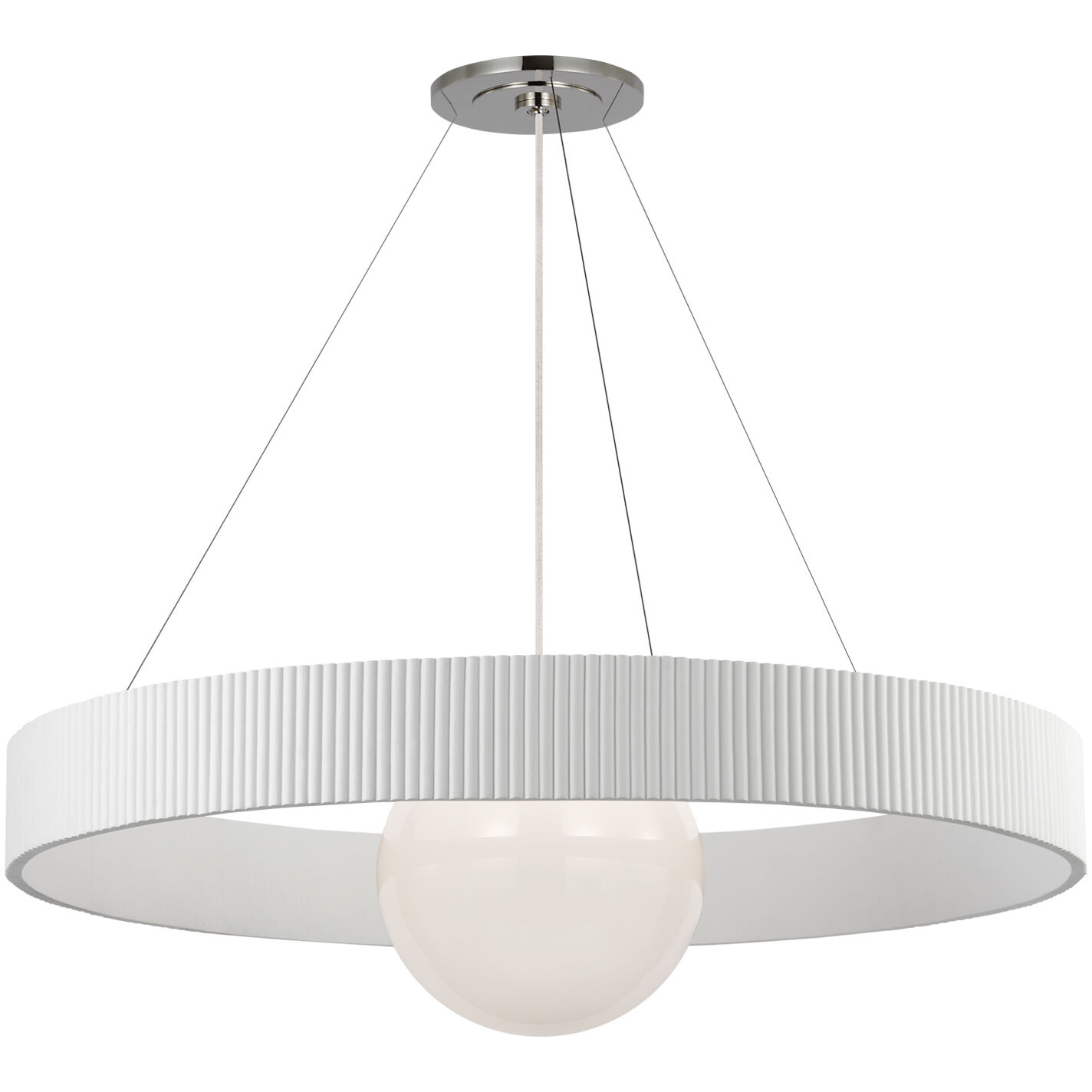 Visual Comfort Signature Collection Windsor Smith Arena LED 42 inch Polished Nickel and Matte White Ring and Globe Chandelier Ceiling Light WS5001PN/WHT-WG - Open Box