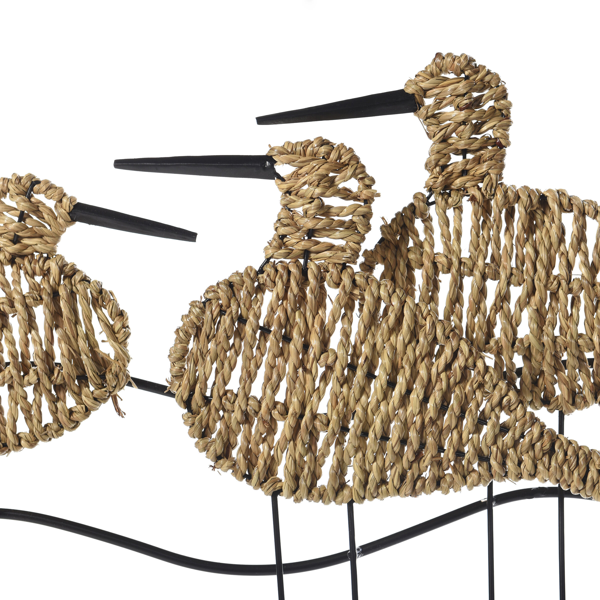 Cameron Natural Woven Seagrass and Silver Metal Wall Art