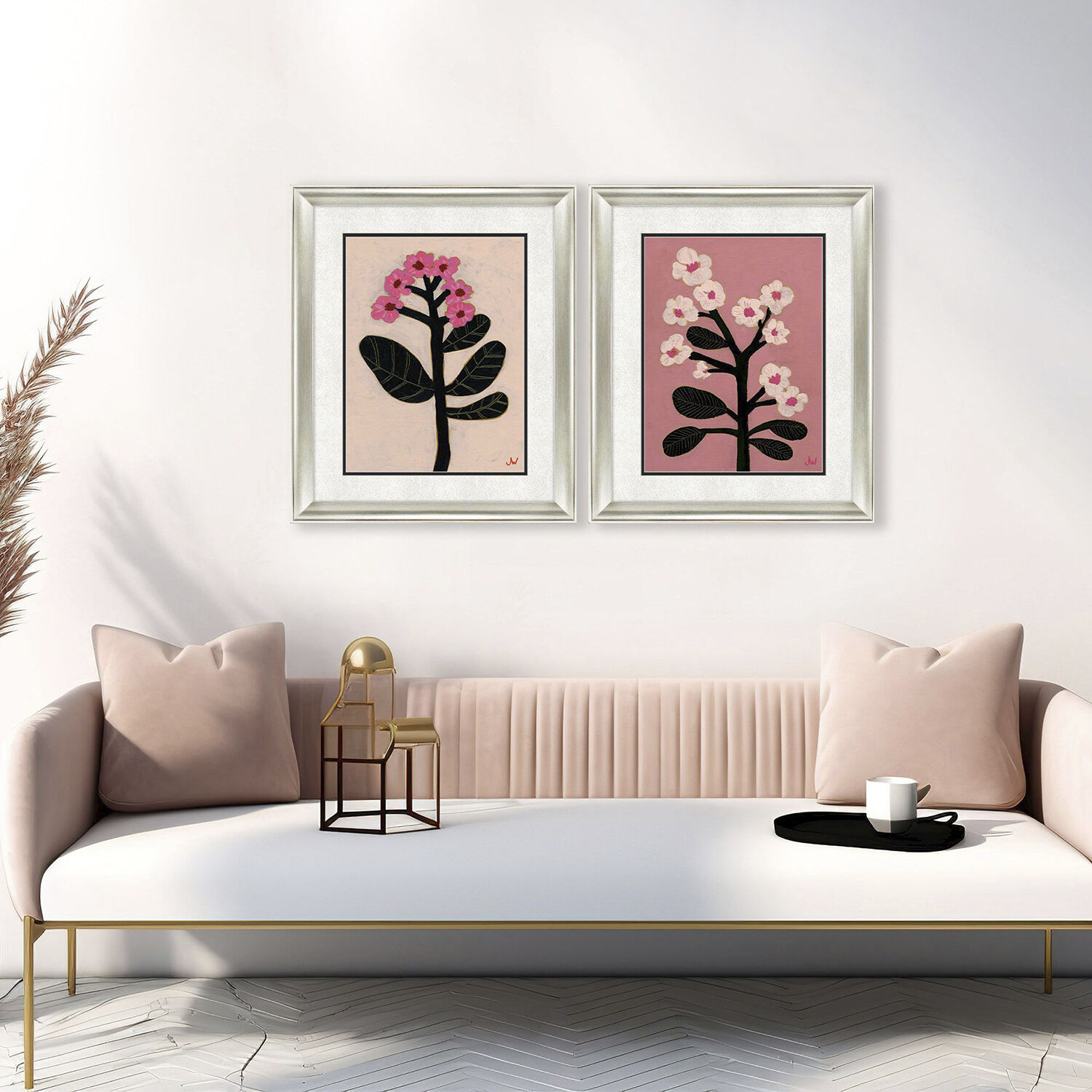 Pastel Garden Black and Blue and Pink and White Framed Art, Propac