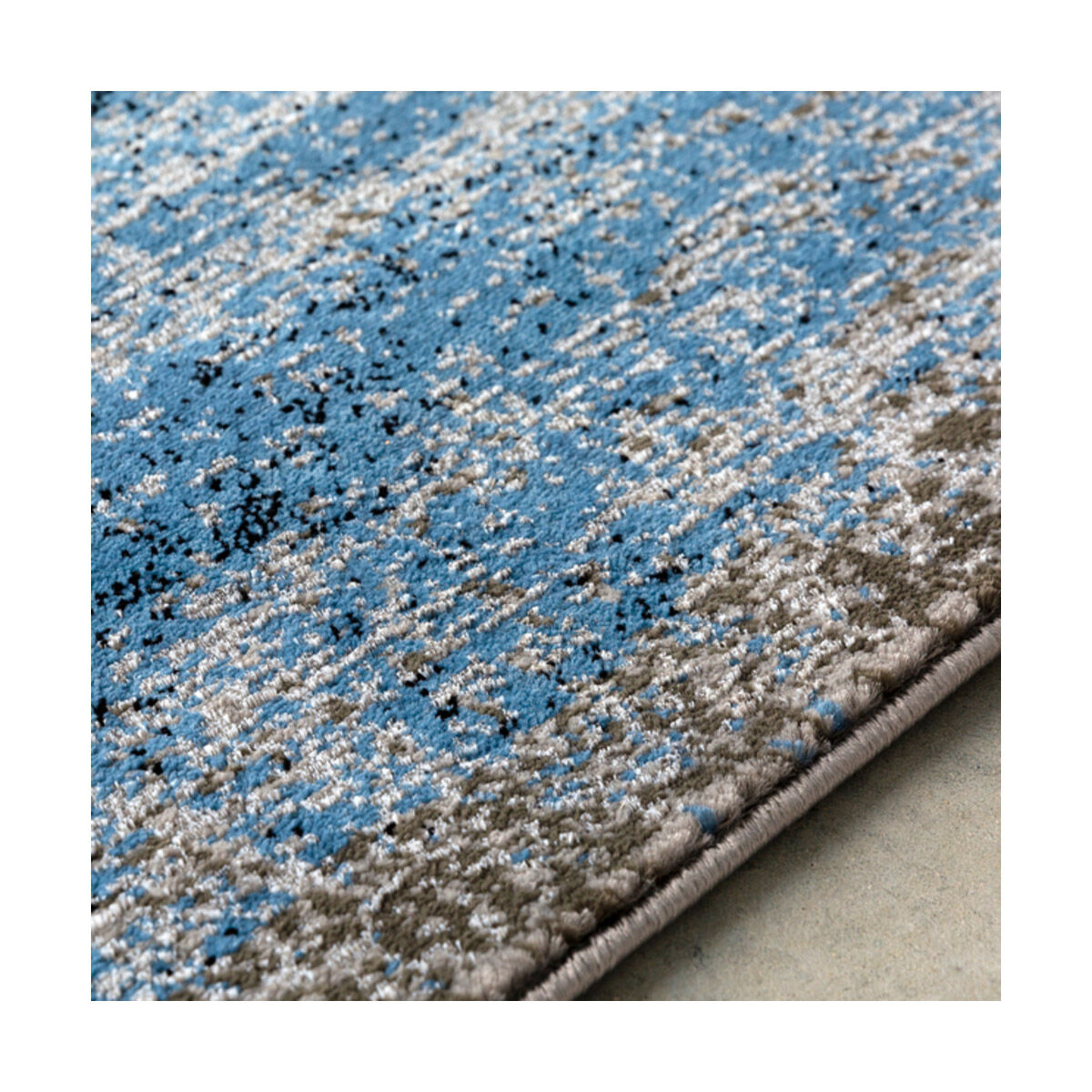 Amadeo 87 X 63 inch Denim/Light Gray/Medium Gray/Dark Brown/Black Rugs, Polypropylene and Polyester