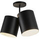 Keiko 2 Light 6 inch Black Semi-Flush Mount Ceiling Light