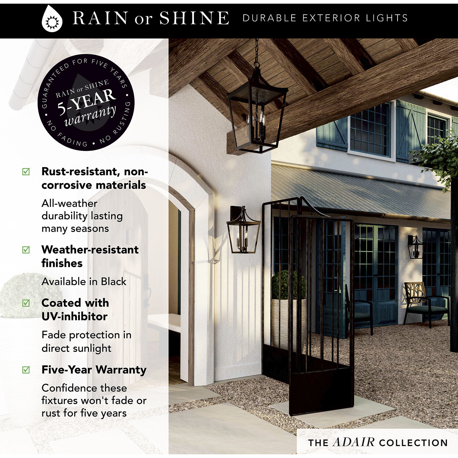 Adair 4 Light 25 inch Black Outdoor Post Lantern