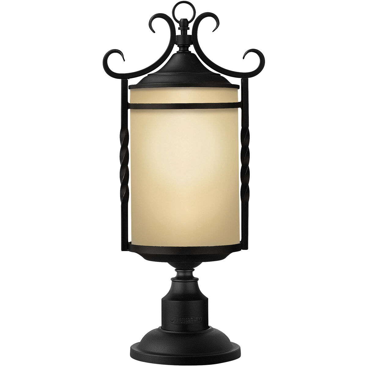 Casa 3 Light 23.75 inch Olde Black Outdoor Post Mount Lantern in Light Etched Amber