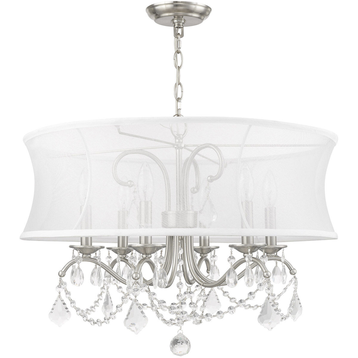 Newcastle 6 Light 24 inch Brushed Nickel Chandelier Ceiling Light