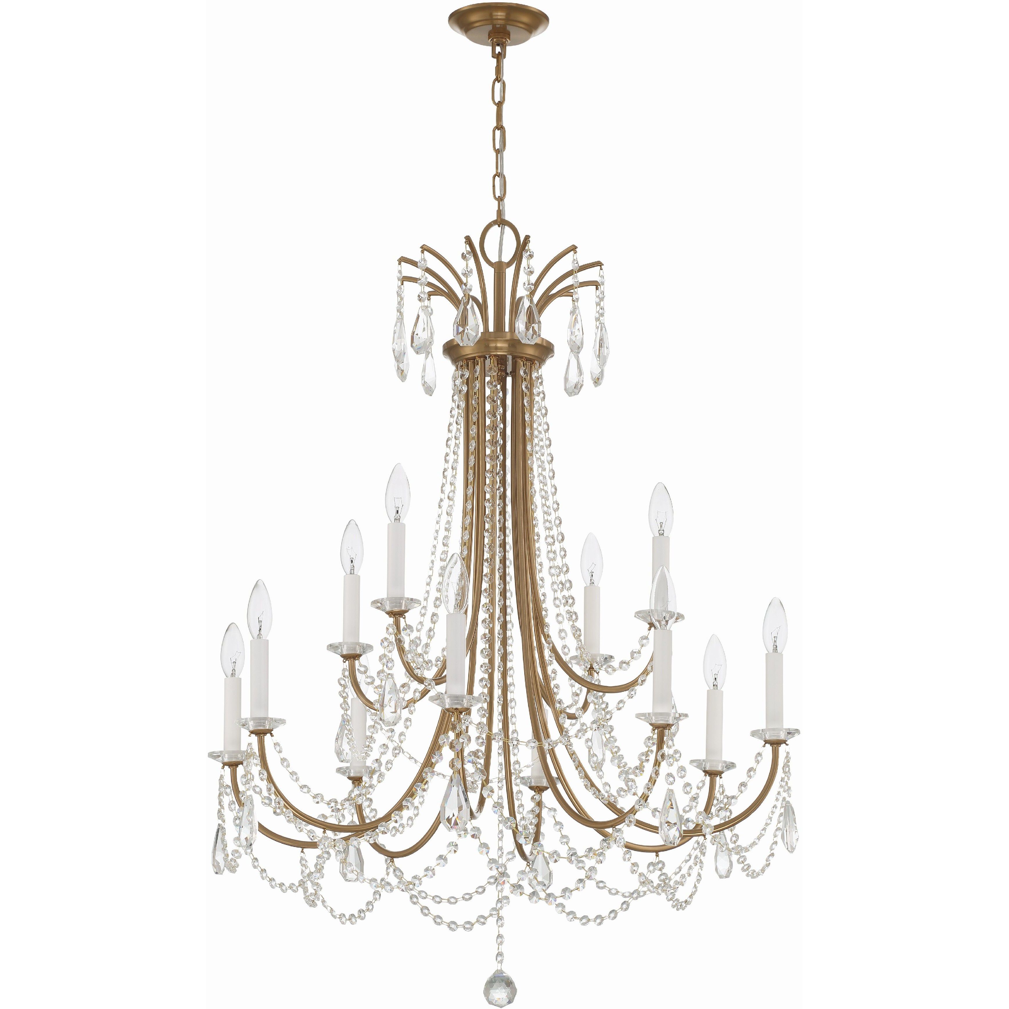 Karrington 12 Light 30 inch Aged Brass Chandelier Ceiling Light