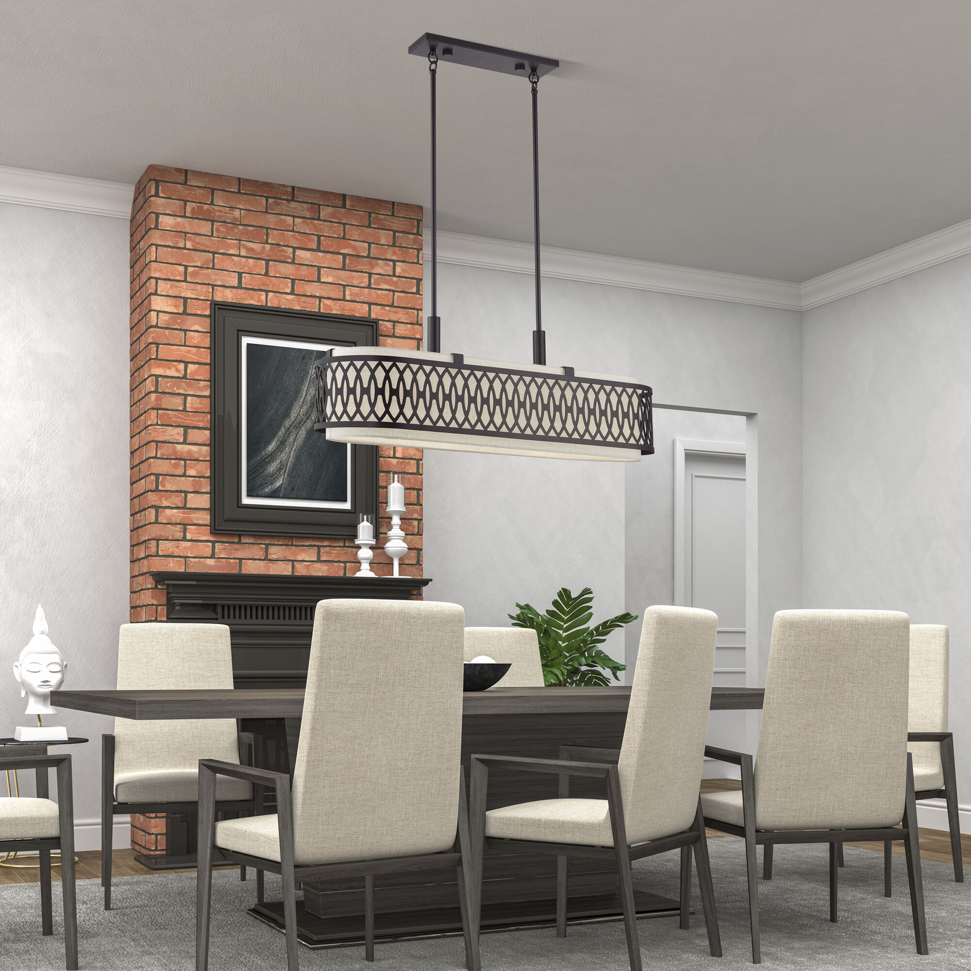 Vistaview 6 Light 42 inch English Bronze Linear Chandelier Ceiling Light