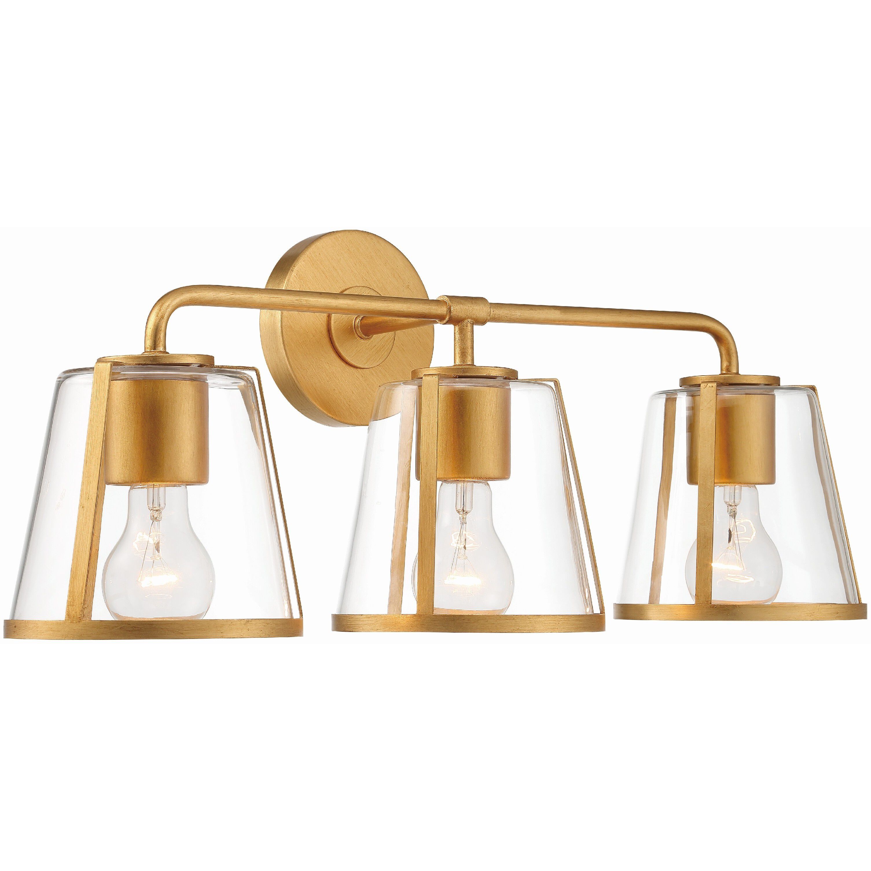 Fulton Bath Vanity Light Wall Light in Antique Gold, Clear