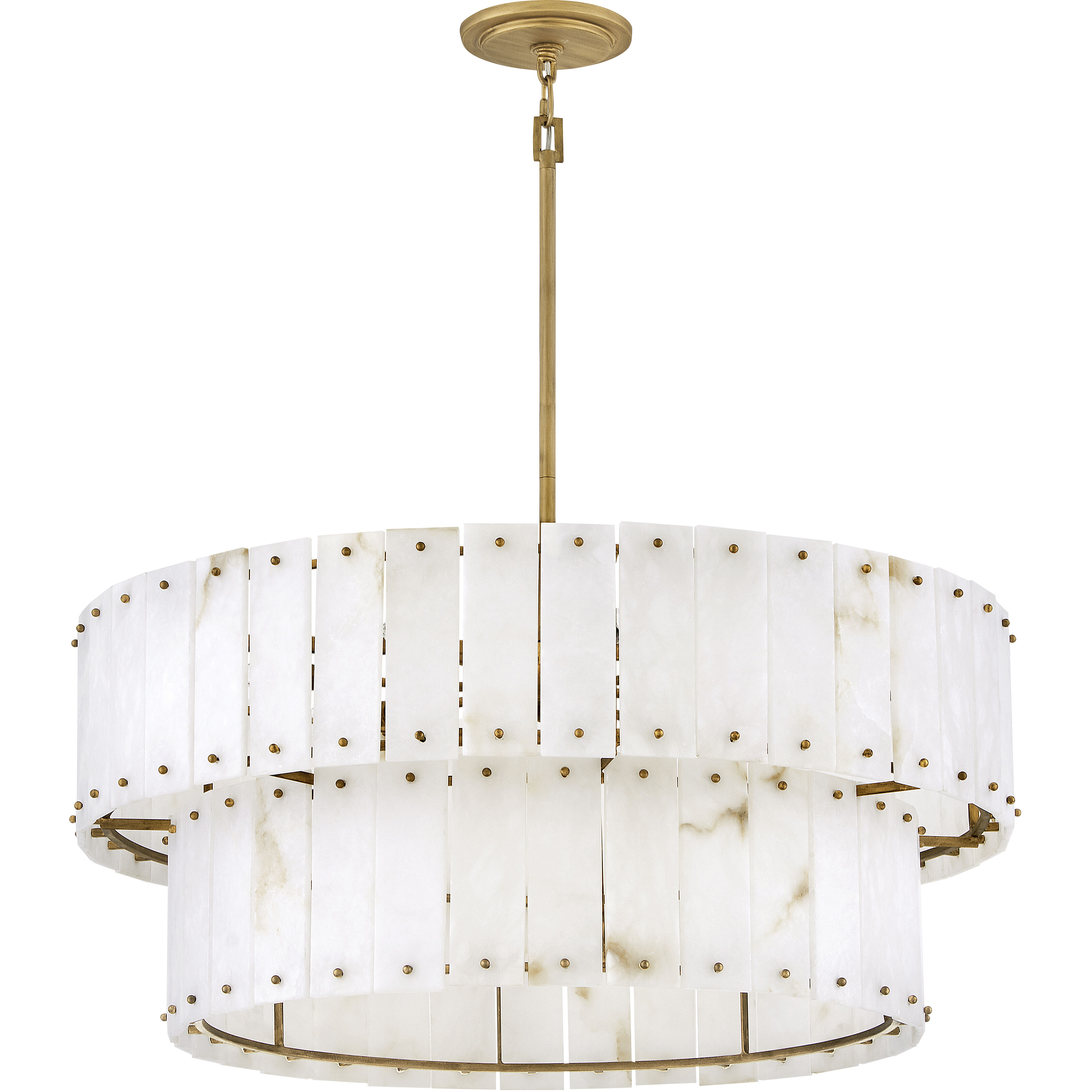 Simone LED 34.25 inch Burnished Gold Chandelier Ceiling Light in Alabaster, Drum
