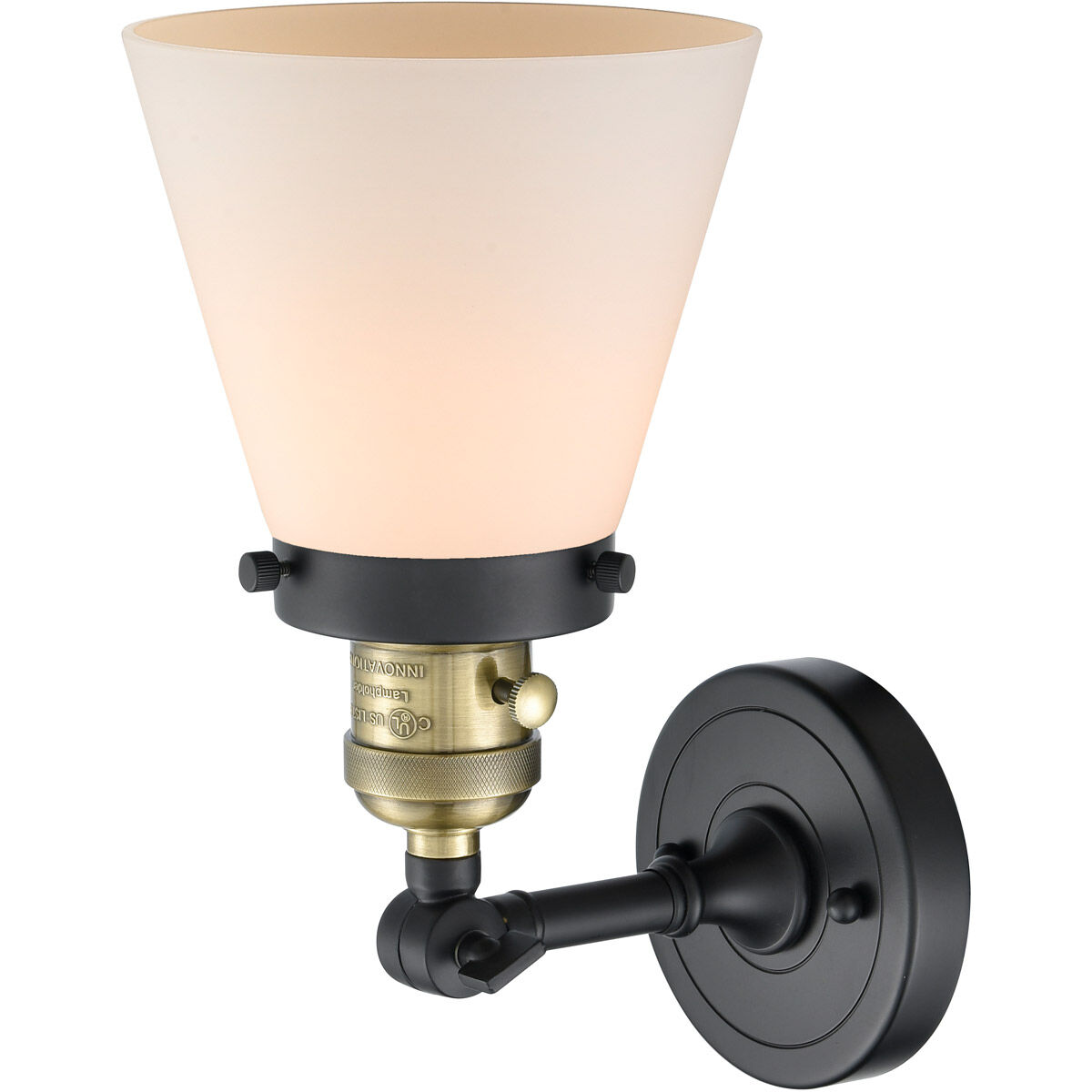 Franklin Restoration Small Cone LED 6 inch Black Antique Brass Sconce Wall Light, Franklin Restoration