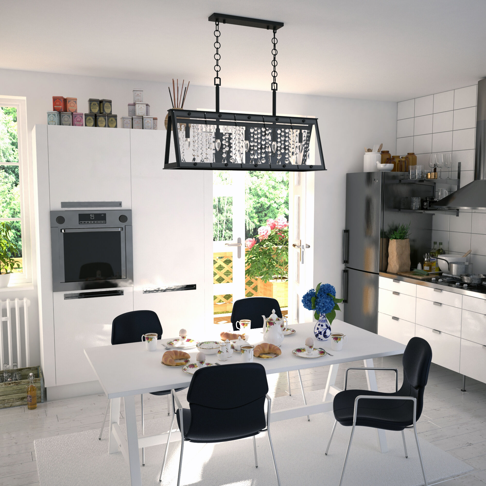 Tremont LED 36.5 inch Matte Black Linear Chandelier Ceiling Light