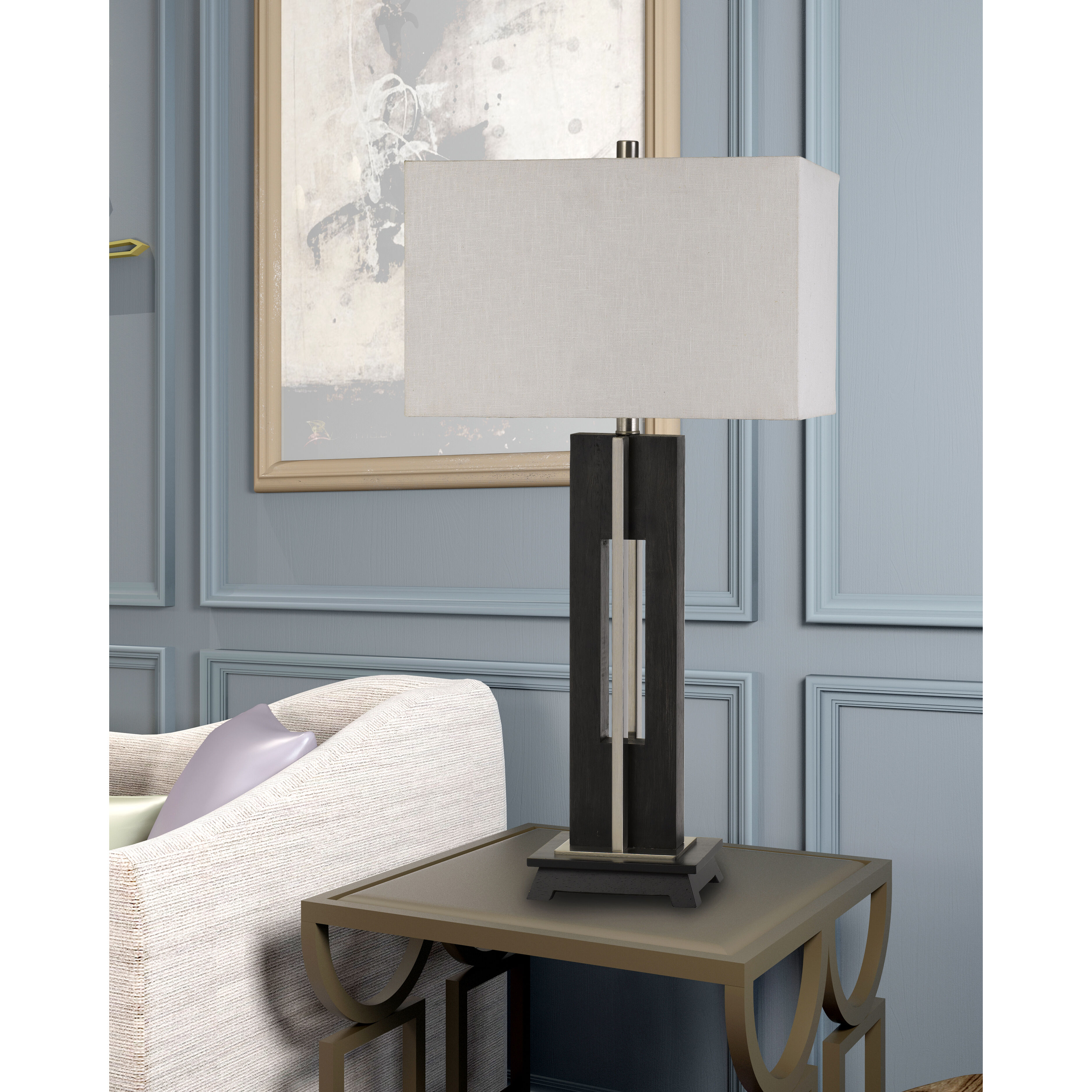 Glenview 33 inch 150 watt Black with Espresso Table Lamp Portable Light