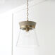 Finn 1 Light 12 inch White Wash and Matte Brass Pendant Ceiling Light