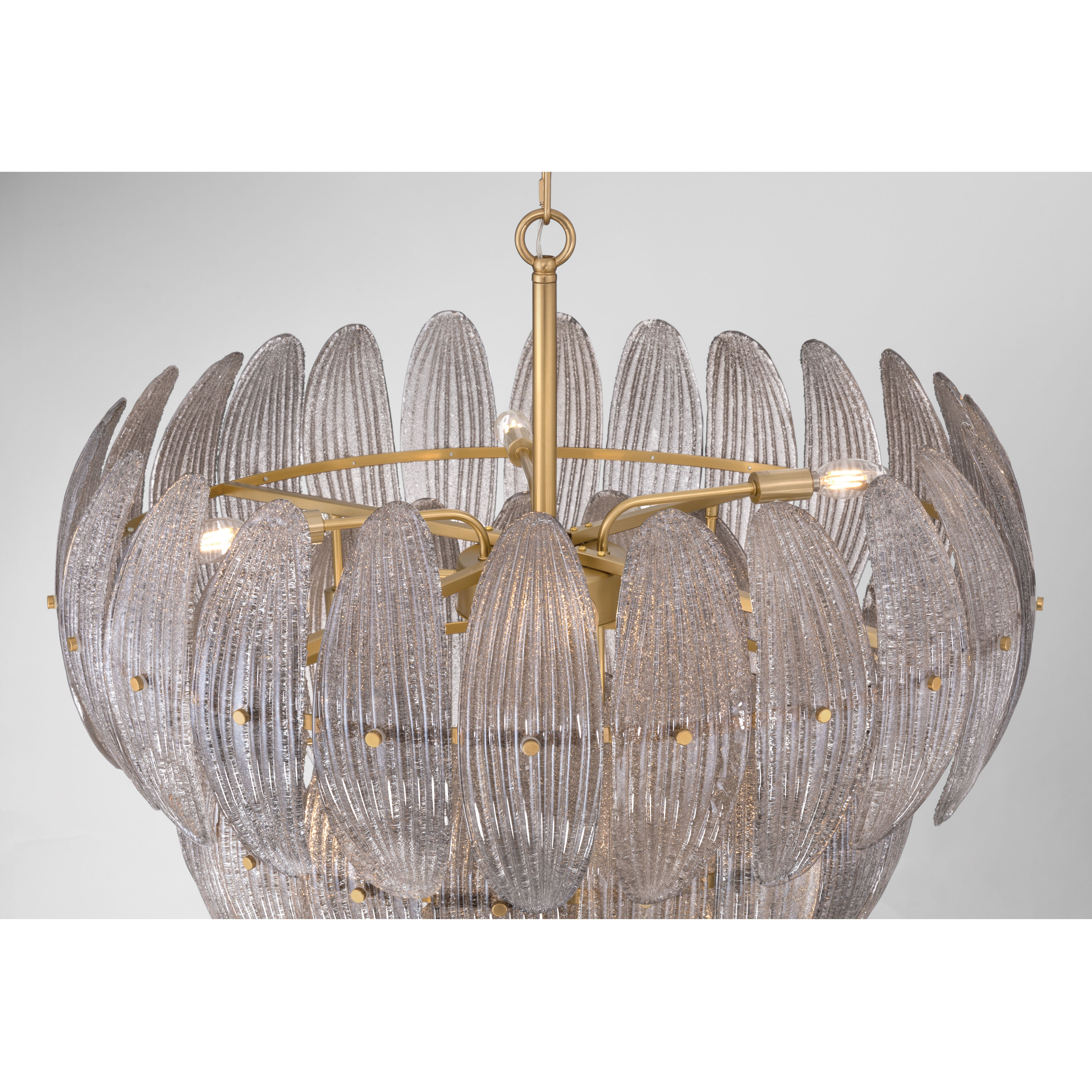 Marclaire 15 Light 32.75 inch Legacy Brass Pendant Ceiling Light in Grey Textured Handmade Glass