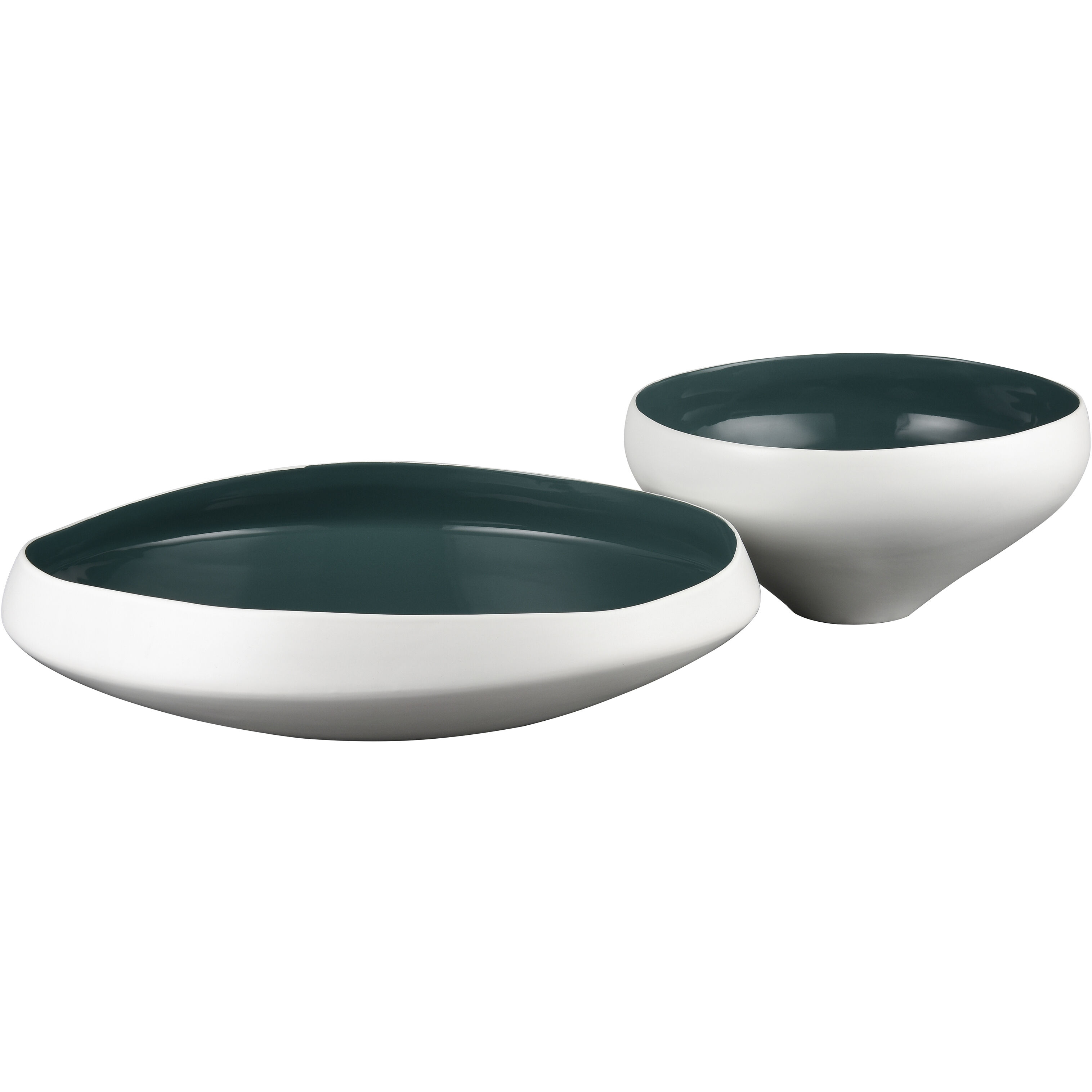 Greer 17.5 X 4 inch Bowl in White and Turquoise Glazed