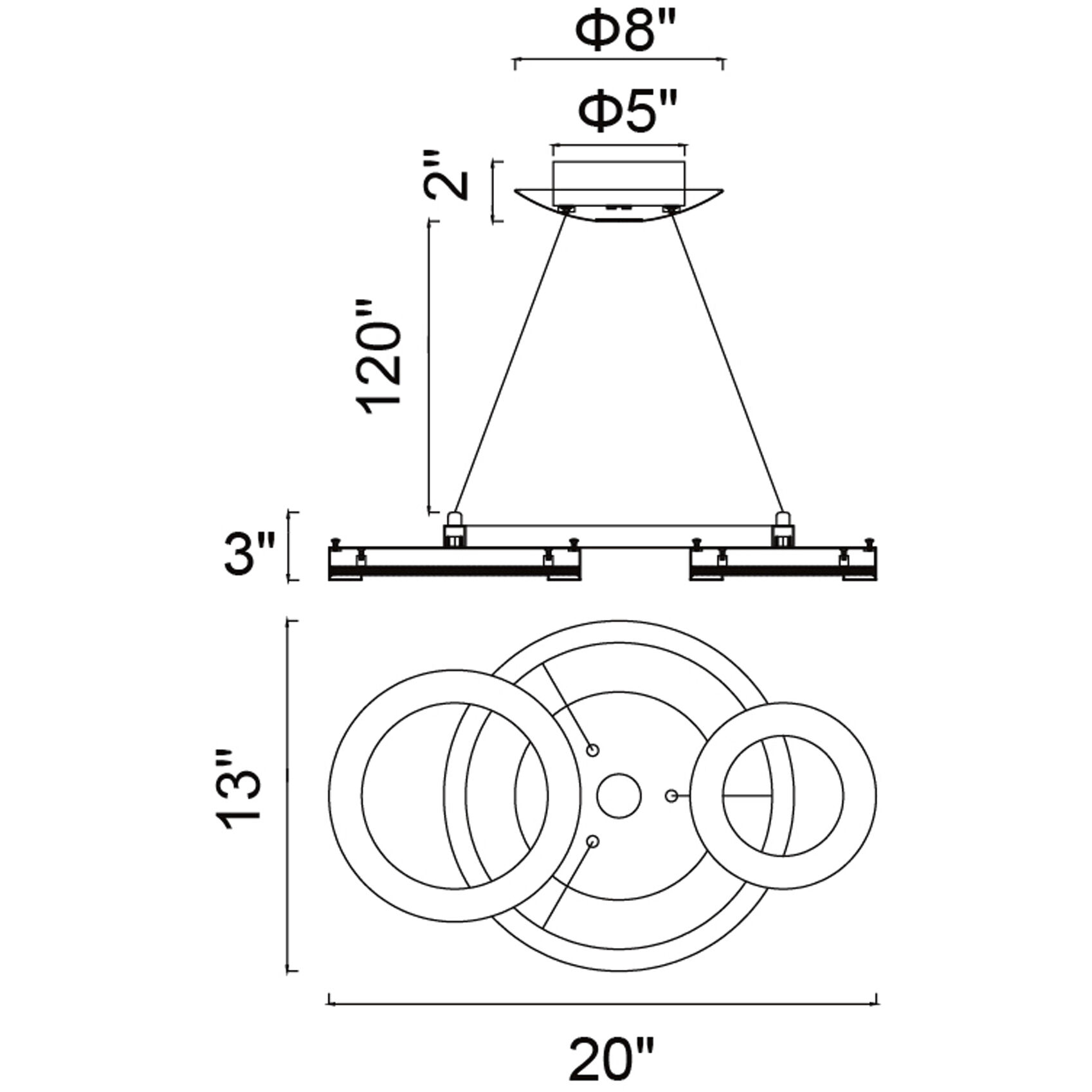 Deux Lunes LED 20 inch Brass and Pearl Black Island/Pool Table Light Ceiling Light