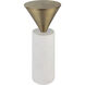 Top Hat 20 X 9 inch White Marble and Brushed Brass Drink Table