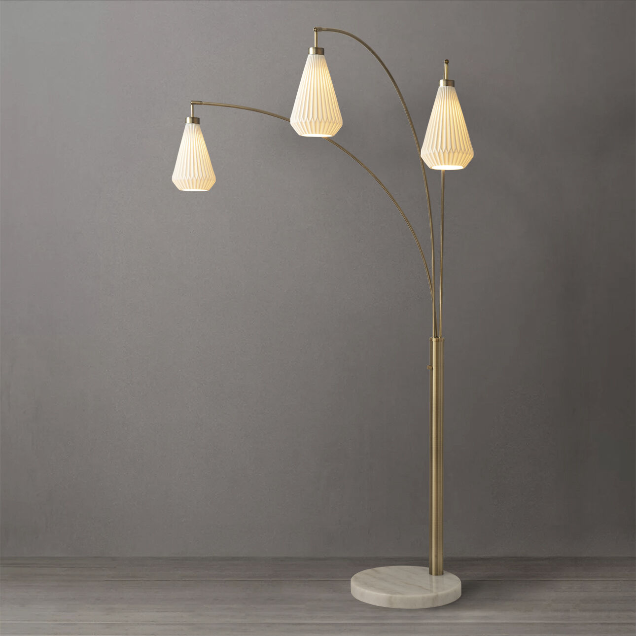 Concord 85 inch 60.00 watt Walnut and Weathered Brass with Black Arc Floor Lamp Portable Light