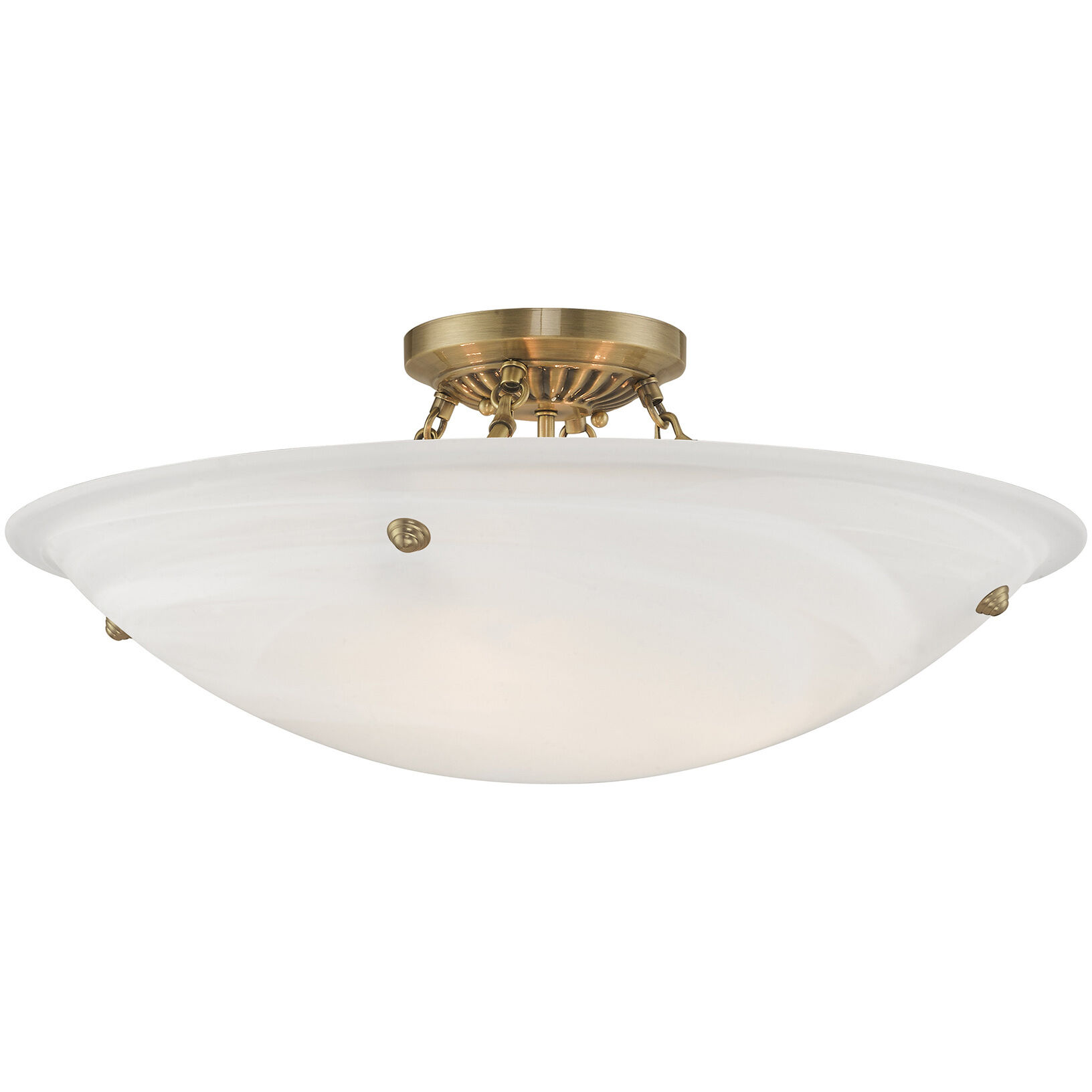 Oasis 4 Light 24 inch Antique Brass Semi-Flush Mount Ceiling Light