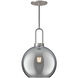 Alora Mood Soji 1 Light 9.88 inch Brushed Nickel Pendant Ceiling Light in Smoked Glass