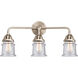 Nouveau 2 Small Canton 3 Light 23 inch Black Polished Nickel Bath Vanity Light Wall Light in Seedy Glass