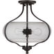 Neighborhood Serene 2 Light 15 inch Espresso Semi Flush Ceiling Light in Clear Seeded, Neighborhood Collection
