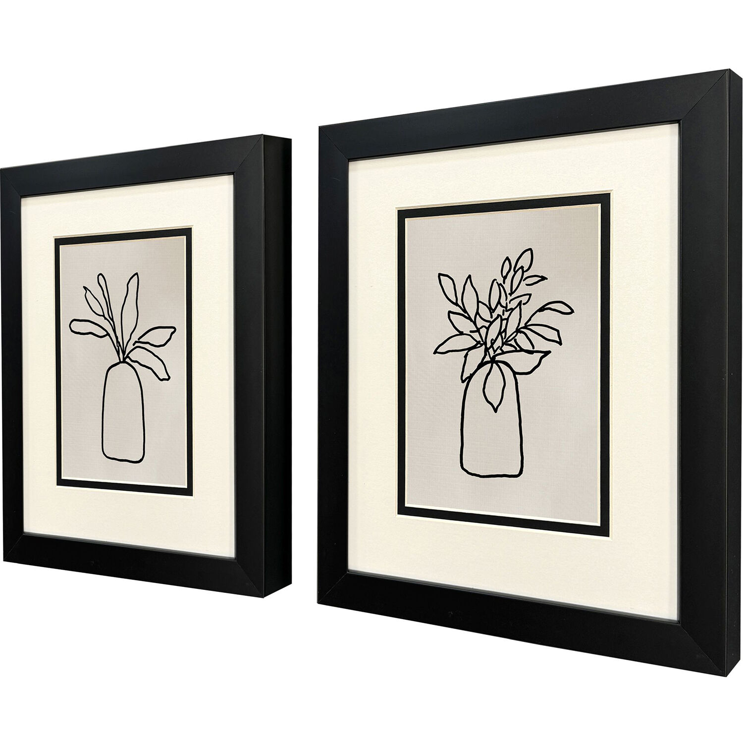 Simple Leaves Black and Beige and Neutral Framed Art, Propac